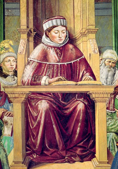 Detail von St. Augustinus liest Rhetorik und Philosophie an der Schule von Rom, aus dem Leben des hl. Augustinus, 1464-65 von Benozzo di Lese di Sandro Gozzoli